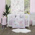 Little Love by NoJo Sloth Fitted Crib Sheet - Tropical Garden Design in Pink, Grey, and White
