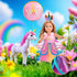 2-Sets 18-inch Set 18 inch WONDOLL American Doll Clothes - Amazing Rainbow Unicorn Clothes with Hair Clip and Headband
