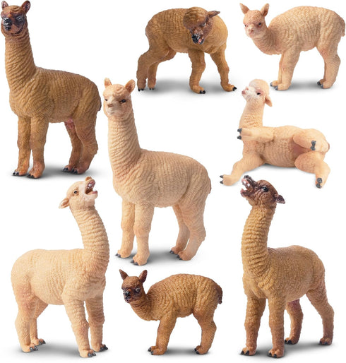Toymany 8PCS Realistic Alpaca Figurines, Plastic Llama Figures for Christmas Birthday Toy Gift for Kids