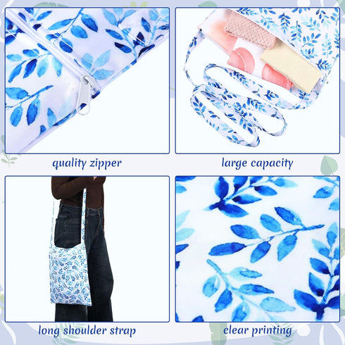 Shinylin 2 Pcs Crossbody Wet Dry Bags for Swimsuit, Waterproof Travel Wet Bags with Zipper and Strap Reusable Baby