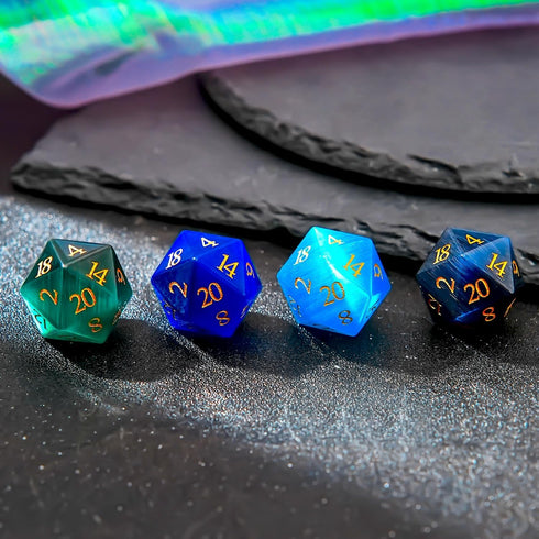 FTNNGIME 1PCS D20 25mm 20 Gem DND Dice - Sided Crystal Cat Eye D&D Dice for Dungeons and Dragons, RPG, Roleplaying