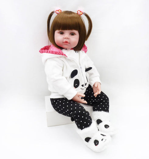 22 inch 20-23 inch 4pcs Reborn Baby Doll Clothes Outfits for Reborn Doll Girl Panda Outfit Accessories Reborn Baby