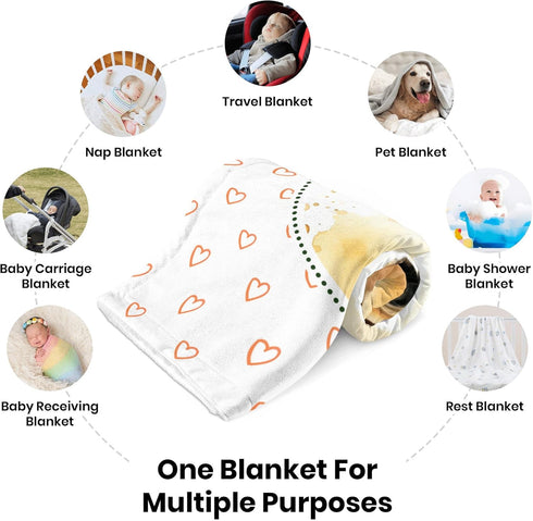 Novusopt Custom Giraffe Baby Blanket with Name Soft Plush Fleece Receiving Blanket for Boys and Girls, Unisex Orange