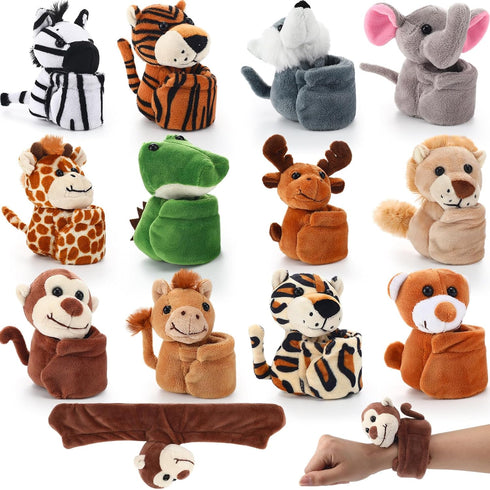 Relaxgiant 12 Pcs Stuffed Animal Slap Bracelet Plush Toy Hug Animal Slap Bracelet