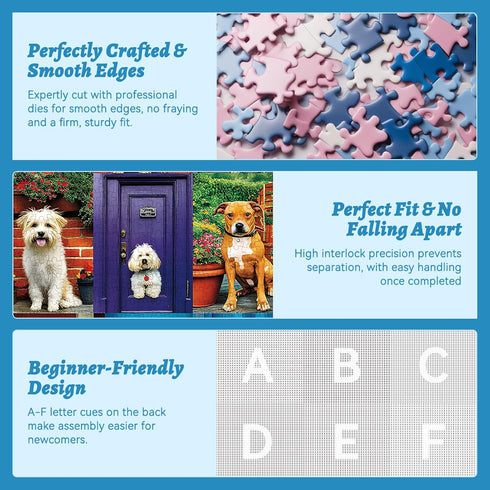 HQXXJW 500 500 (20.5" 15") Piece Jigsaw Puzzle for Adults Cute Dogs and Doors Design, Dog Puzzles for Adults Pieces