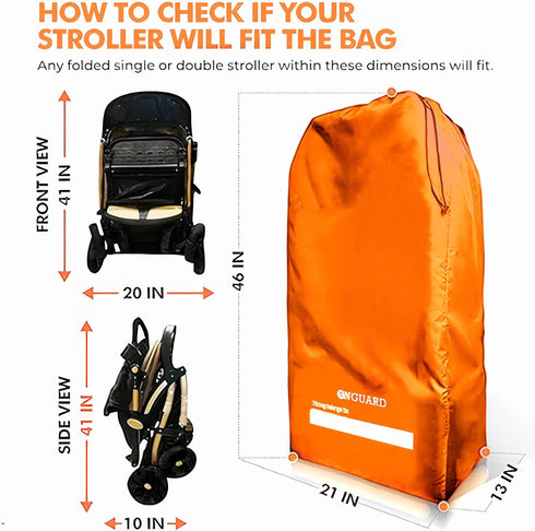 OnGuard - Double Stroller Bag with Storage Pouch | Stroller Travel Bag | Waterproof Rip-Resistant Polyester | Compact
