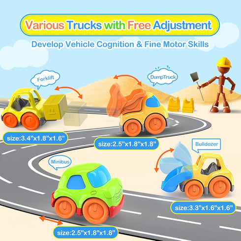 7.6" 2-4, Set 18M+, 2, 3, 4, P&C Toddler Construction Dump Truck Toys for Ages Beach Sand Outdoor Toys Dump Truck