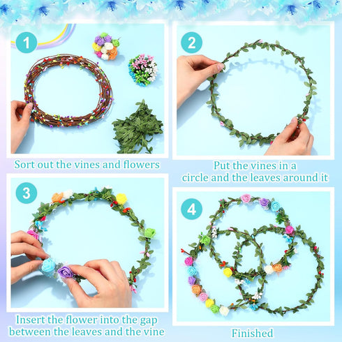 Syhood 168 Pcs Rose Style Crowns Making Kit for Flower Crown Wreath Headbands, Bracelets, and Hair Accessories
