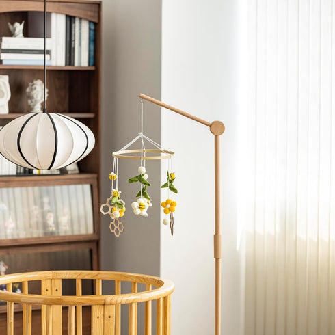 61 Inches Crib Mobile Arm Wooden Floor Standing - Mobile Arm for Crib|Movable Baby Mobile Hanger|Strong Anti-Dumping