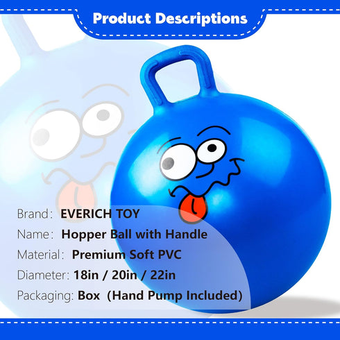 EVERICH TOY Hopper Ball, Bouncing Ball for Kids, 18 Inches Jumping Ball Hoppity Hop Ball Toys, Bounce balls with handles for kids