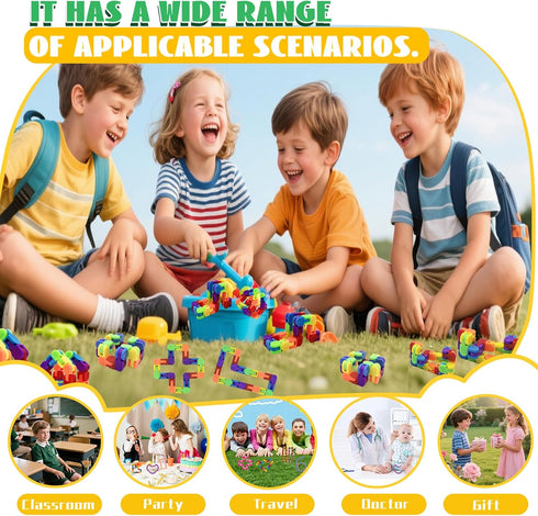 12PCS Iridescence Wacky Tracks Fidget Toys Snap & Click Sensory Snake for Kids & Adults, ADHD Autism Stress Relief