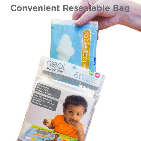 Neat Solutions Table Topper Disposable Stick-on Placemats, 12" x 18", 60 Count, Gender Neutral, Reusable Package