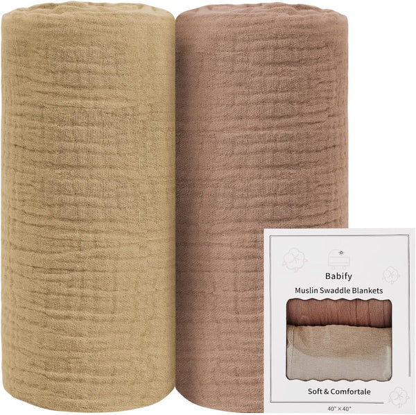 babify Baby Swaddle Blanket Neutral - Lightweight and Breathable Muslin Swaddles for Newborns