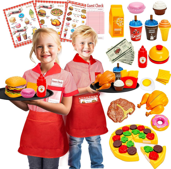 Restaurant Server Play Toys Set for Boys Girls Age 3-8, Role Play