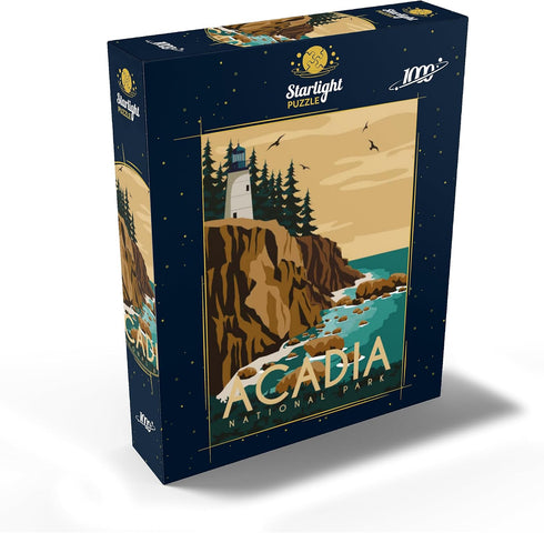 MyPuzzle Acadia National Park Maine USA Art Deco Style Vintage Poster Illustration - Premium 1000 Piece Puzzle