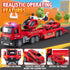 3 4 5 6 22" Fire Truck Toys for Toddler Boy Year Old, Carrier Truck Toy with Racing Car and Helicopter, Big Firetruck