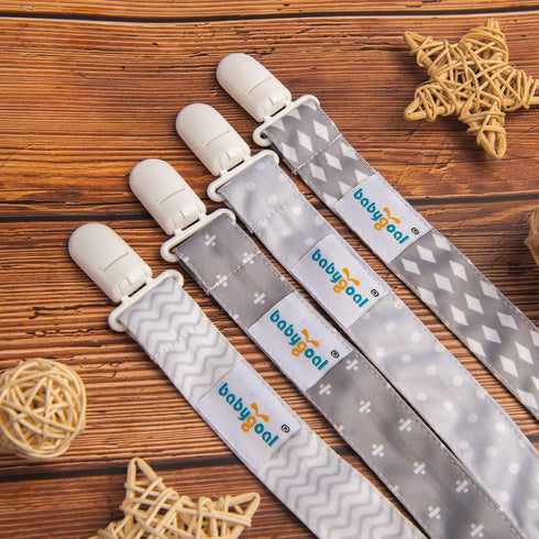 Babygoal Neutral Pacifier Clips, 4 Pack Binky Paci Holder and Leash for Most Pacifiers, Teethers, and Toys