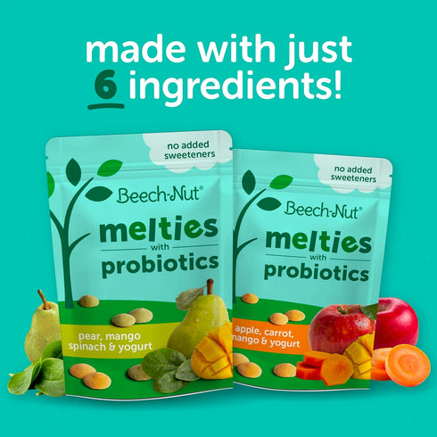 Beech-Nut Probiotic Melties Baby & Toddler Snack Melts, Apple Carrot Mango Yogurt, 1 oz (7 Pack)