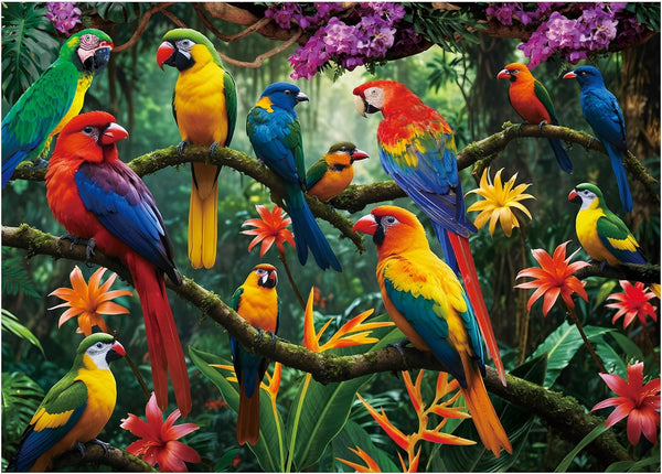 BenBen 1000 Piece Jigsaw Puzzle for Adults, Jungle Parrots, Puzzles with Letters