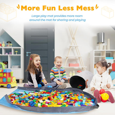 15" 15" 16" SAM AND MABEL XXL Toy Storage Organizer with Play Mat x x Storage Bin for Kids Playroom, Foldable Fabric
