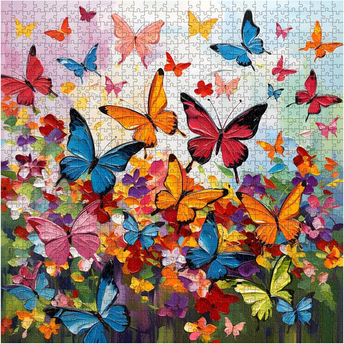 Butterfly Puzzles for Adults 1000 Pieces, Colorful Flower Puzzle Butterfly Art Painting Puzzle, Garden Puzzle, Hard Difficult Challenging Jigsaw Puzzles for Adults