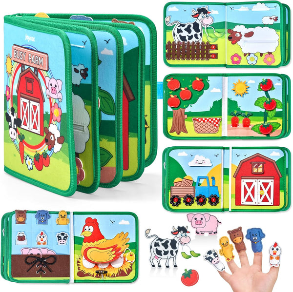JoyCat Farm Busy Book for Toddlers 13 Quiet Montessori Activity Book with