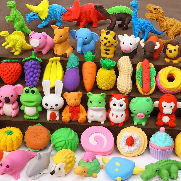 50 Pack Animal Erasers for Kids, 3D Mini Puzzle Erasers for Classroom Rewards and Party Favors