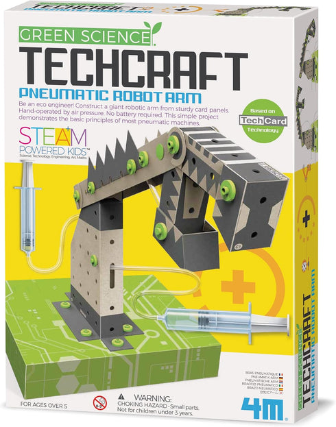 4M TechCraft Pneumatic Arm, Green Science STEAM Educational Toy