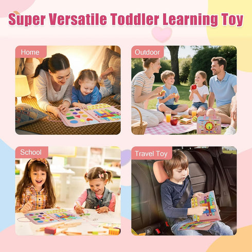 Soupost 3-5, Toddler Busy Board-Montessori Toys for Boy Girl Birthday Gift, Sensory Learning Toys for Toddlers Busy