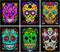 Stuff2Color Sugar Skulls Fuzzy Velvet Halloween Coloring Posters, 6 Pack for Day of The Dead Activity