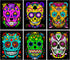 Stuff2Color Sugar Skulls Fuzzy Velvet Halloween Coloring Posters, 6 Pack for Day of The Dead Activity