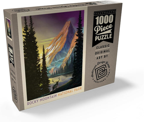 MyPuzzle Rocky Mountain National Park: Pyramid Peak Vintage Poster - Premium 1000 Piece Jigsaw Puzzle for Adults