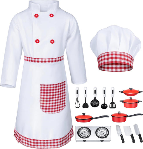 KAIPUTE Kids Chef Costume for Boys Girls Kitchen Cooking Party Cosplay 3-12 Years