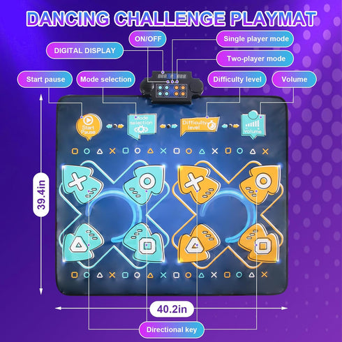 Zitranse 2Player 3 4 5 6 7 8 9 10 11 12+ Dance Mat for kids, Electronic Double Dance Mixer Rhythm Step Play Mat,Dance