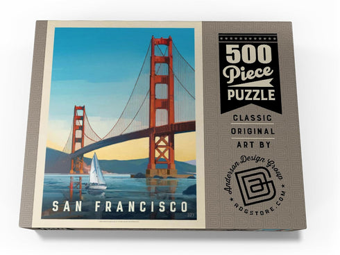 MyPuzzle San Francisco: Under The Golden Gate Vintage Poster - Premium 500 Piece Jigsaw Puzzle for Adults