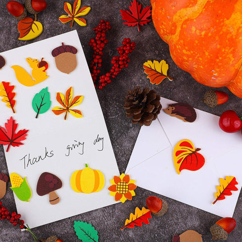 Elcoho 600 Pieces Self-Adhesive Foam Fall Stickers, Thanksgiving Leaf Decals for Autumn Party Decoration
