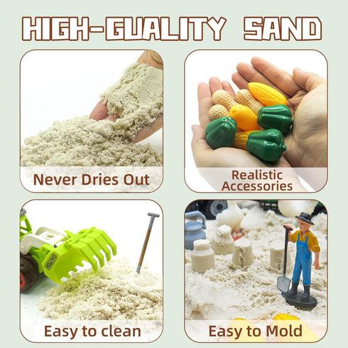 Yanvitrial 51 2.2 LB 40 3 5-7, 3-4 PCS Farm Sensory Bin Kids Sandbox with Lid, Sensory Sand, Toddler Farm, Take Apart