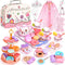 Tea Party Set for Little Girls, 63Pcs Pretend Play Toys, Princess Dress