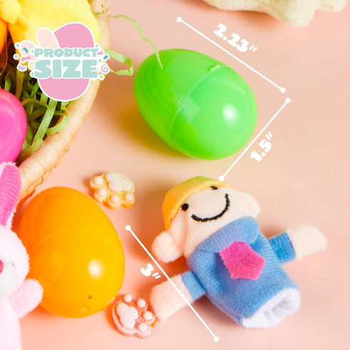 24 JOYIN Pcs Prefilled Easter Eggs with Animal Finger Puppets for Toddlers and Kids, Easter Basket Stuffers, Easter Egg