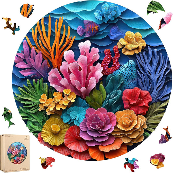 Ruikiyart 500 Piece Puzzles for Adults, 5MM Corals Wooden Jigsaw Puzzles, Sea