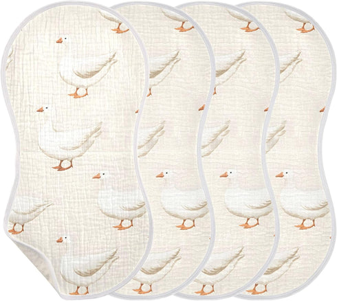 Set 1, White Geese Muslin Baby Burp Cloths of Super Soft & Absorbent Burping Rags, Cotton Burp Clothes Shower Gift