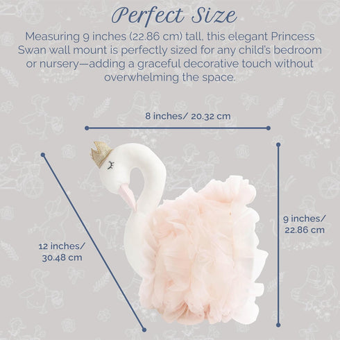 9-Inch MON AMI Princess Swan Stuffed Animal Head Wall Mount | Elegant Wall Dcor | Plush Swan with Crown | Luxury