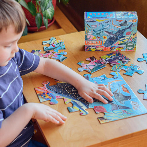 eeBoo: Sharks & Friends - 20 Piece Puzzle - 15 x 11 Kids Jigsaw, Glossy Pieces, Ages 3+