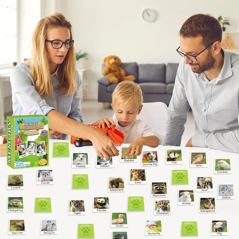 100 gisgfim PCS Memory Matching Game Animal Babies Concentration Memory Card Educational Game for Kids Adults A Fun