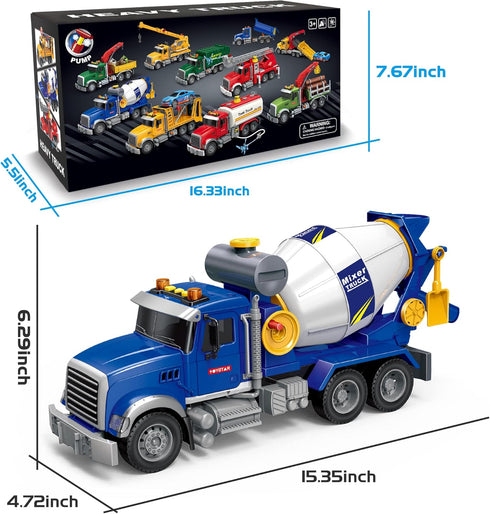 1-3 3-5,Big Dwi Dowellin Toddler Trucks Toys for Boys Age Cement Mixer Truck with Lights and Sounds,Kids Boy Toys
