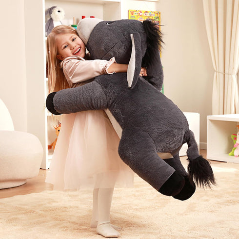 Toys,33" IKASA Giant Donkey Stuffed Animal Plush Toy,Big Large Jumbo Soft Cute Huge Size Fluffy Plushy Fat