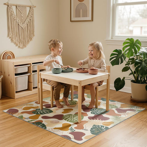 Generic 51 51 Inch Splat Mat for Under High Chair, x Baby Waterproof Mat, Anti-Slip Washable High Chair Mat for Floor