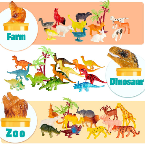 JOYIN 69Pcs Assorted Small Animal Figures, Mini Plastic Toy (Ocean, Zoo, Farm, Dinosaur, Insect) for Sensory Bin