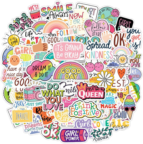YAMIOW 160pcs Cute Positive Words Stickers, VSCO Trendy Waterproof Vinyl Stickers for Kids, Teens, and Adults