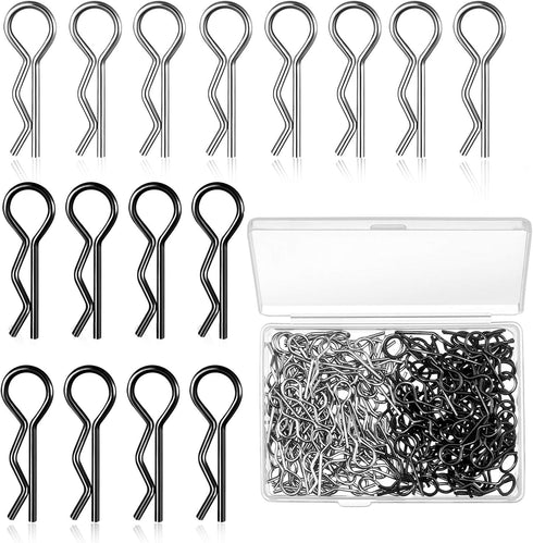 120 Pieces Universal Rc Body Clips Car Silver and Black Stainless Steel R Clips for 1/10 1/12 Scale Redcat Hpi Himoto